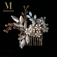 1 шт. Кристалл Люкс расческа для волос заколка для волос Шпильки Свадебная вечеринка золотой цветок головной убор Hairwear ювелирные изделия