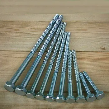 

M8 Hex head Self-tapping carbon steel zincification screws bolts 50mm-200mm Long M8x200mm 2PCS