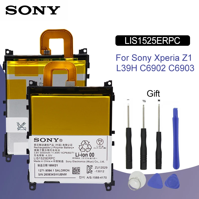 Оригинальный аккумулятор для телефона SONY LIS1525ERPC 3000 мАч Sony Xperia Z1 L39h L39 C6902 C6903 C6916 C6943