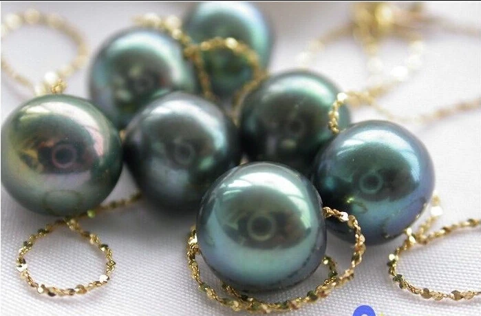 

free shipping @@@@@ AAAAA++ 18" 8.5mm ROUND BLACK PEARL yellow solid gold necklace 6.09