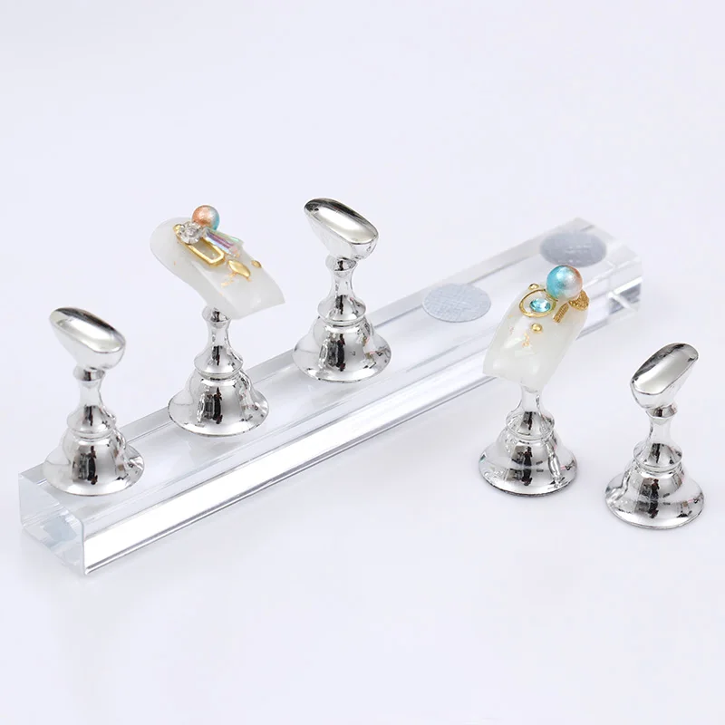 

Gold Silver Black False Nail Tips Display Stand Holder Magnetic Showing Shelf Practice Holders Manicure Nail Art Salon Tools