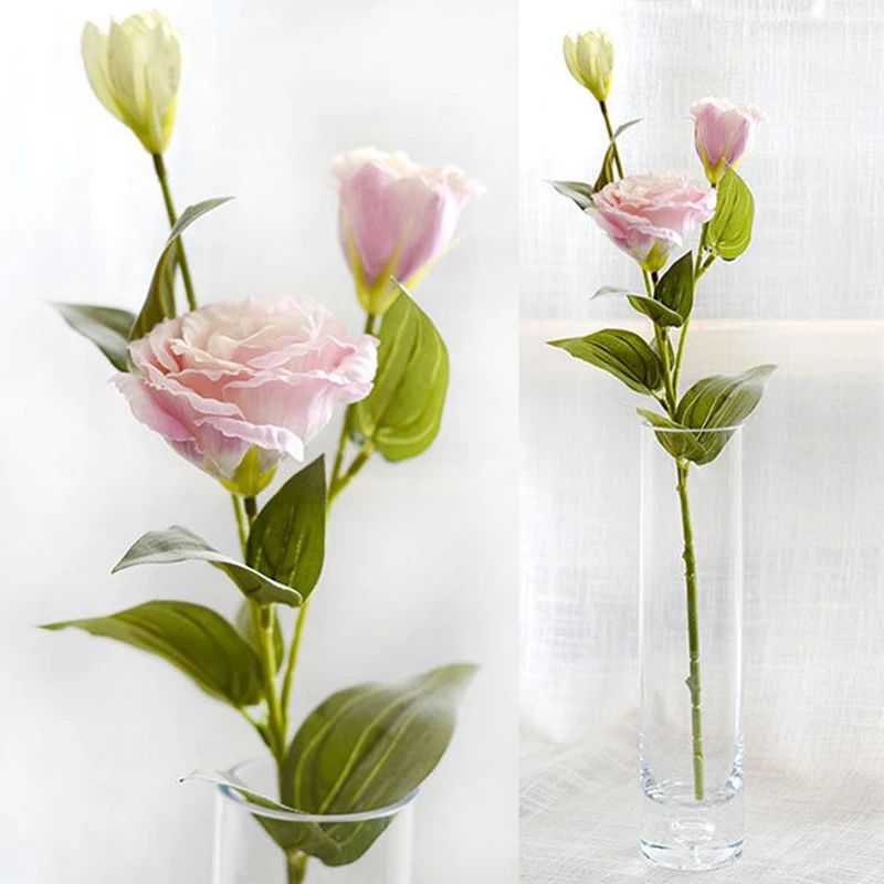 3 головки Европейская искусственная Цветочная подделка Eustoma Gradiflorus Lisianthus Рождество Свадьба Праздник декор дома