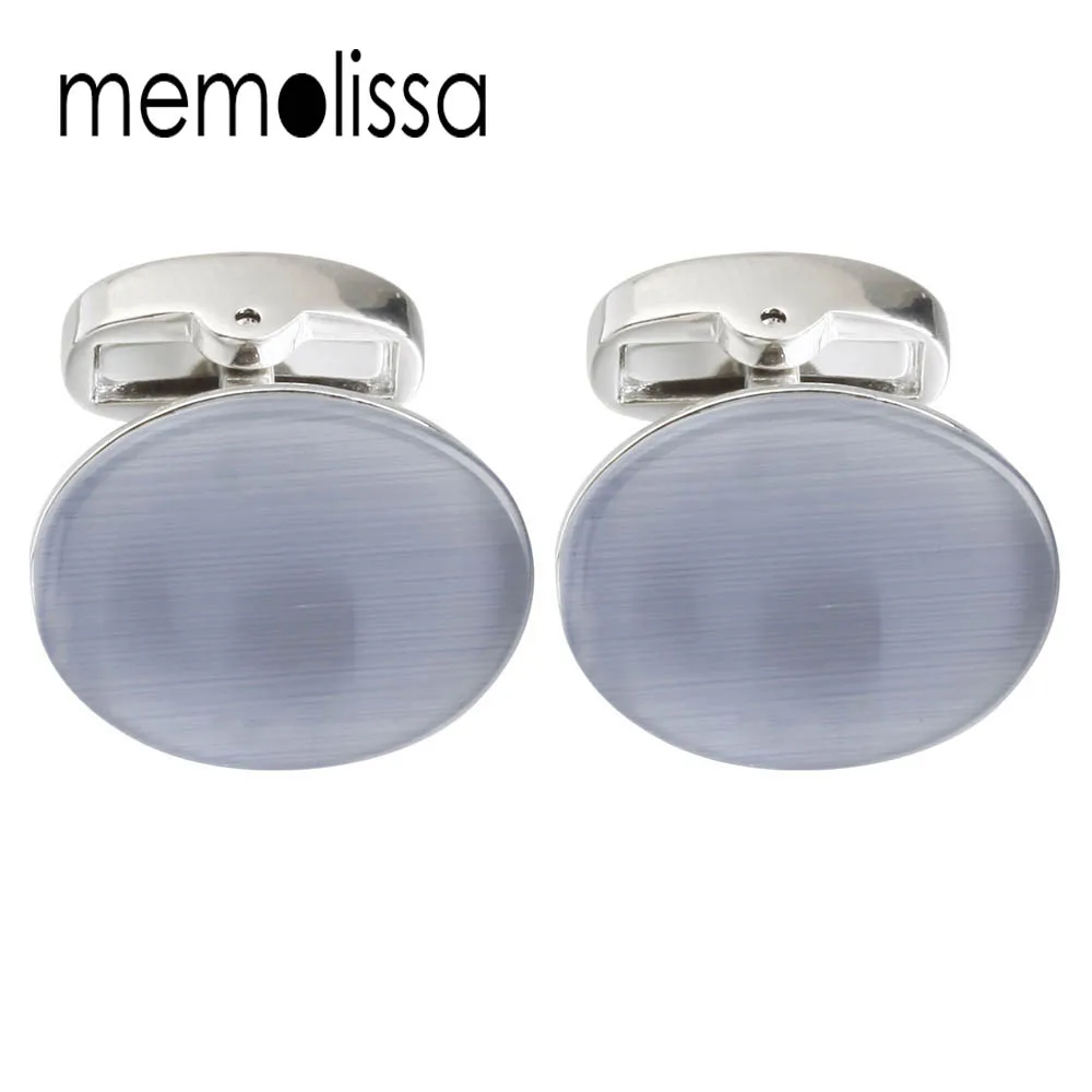 

Memolissa jewelry shirt cufflinks for mens Brand cuff buttons Gray Opals cuff links Wedding gemelos High Quality abotoaduras