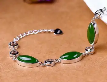 

Hetian Biyu Silver Bracelet New Macular Bracelet j31#