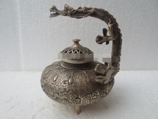 

B0601 517Home decoration Chinese Ming Dynasty Xuande silver Incense burner Metal Crafts statue