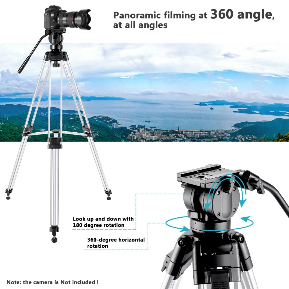 Neewer Pro Видео камера штатив 61 дюйм(ов) алюминий сплав с 360 градусов жидкости Перетащите голову Быстрый колодка для обуви пузырьковый уровень