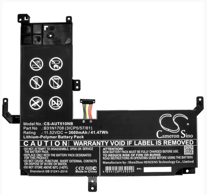 Cameron Sino 3600mAh battery for ASUS VivoBook Flip TP510 TP510UA 0B200-02720000 B31N1708 (3ICP5/57/81)