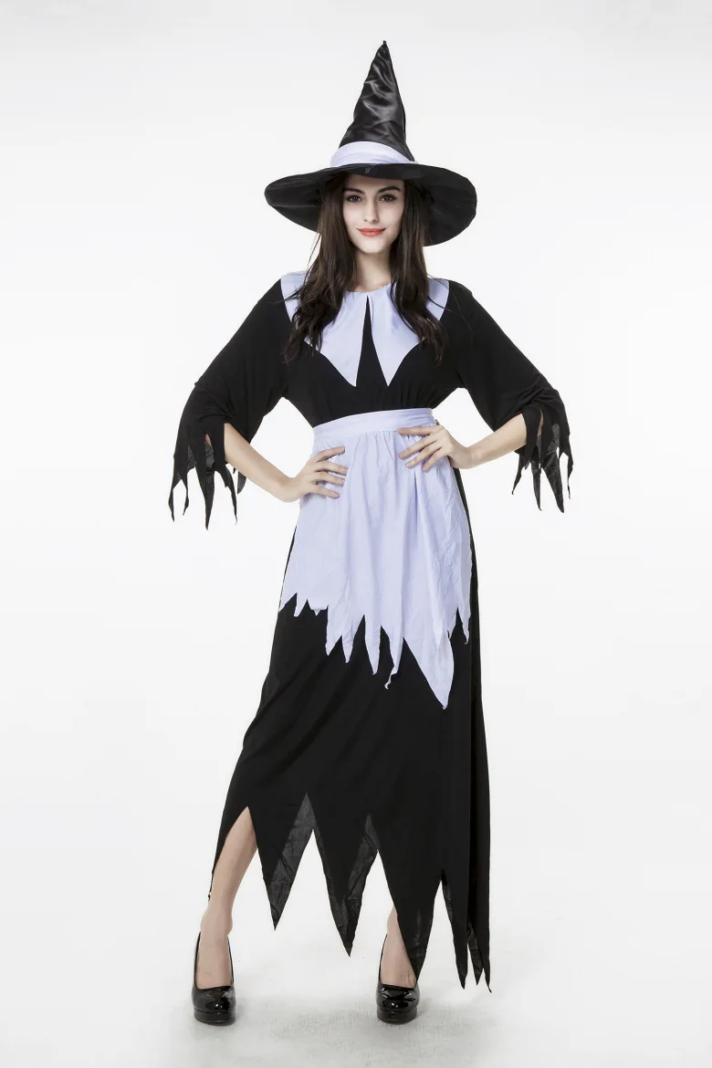 Halloween Sexy Black With White Witch 