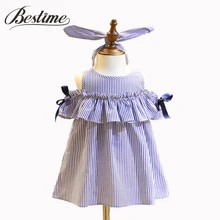 2018 Summer font b Girls b font Clothes Blue Stripe font b Dress b font for