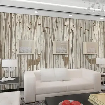

Home Decor Wall Papers 3D Vintage Europe Forest Photo Wall Paper Murals Living Room Bedroom Self Adhesive Vinyl / Silk Wallpaper