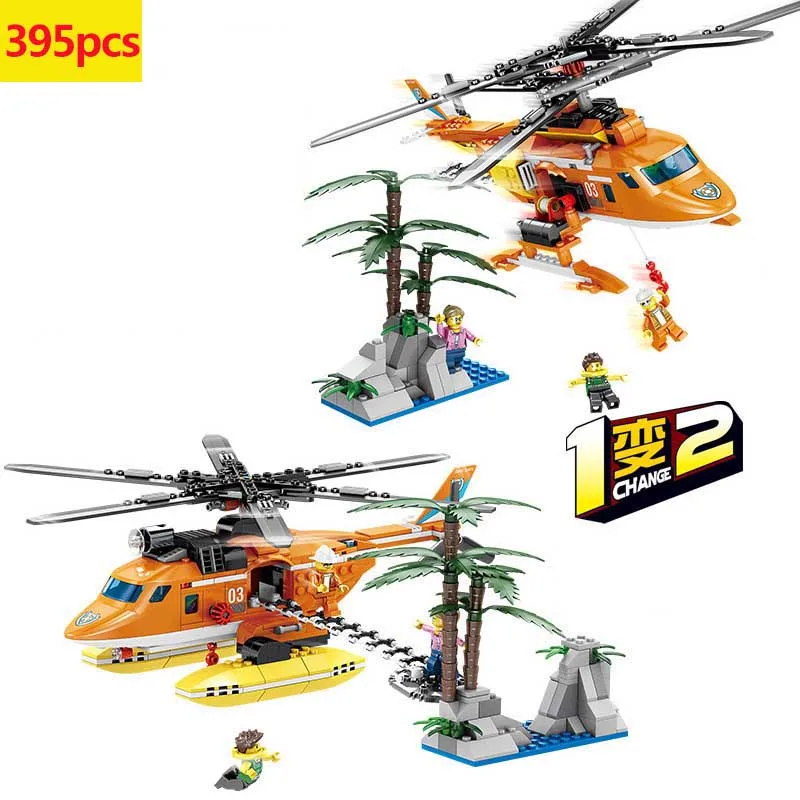 

New City Fire Rescue Series Air rescue helicopter Building Blocks Brick for boy gifts compatible legoings