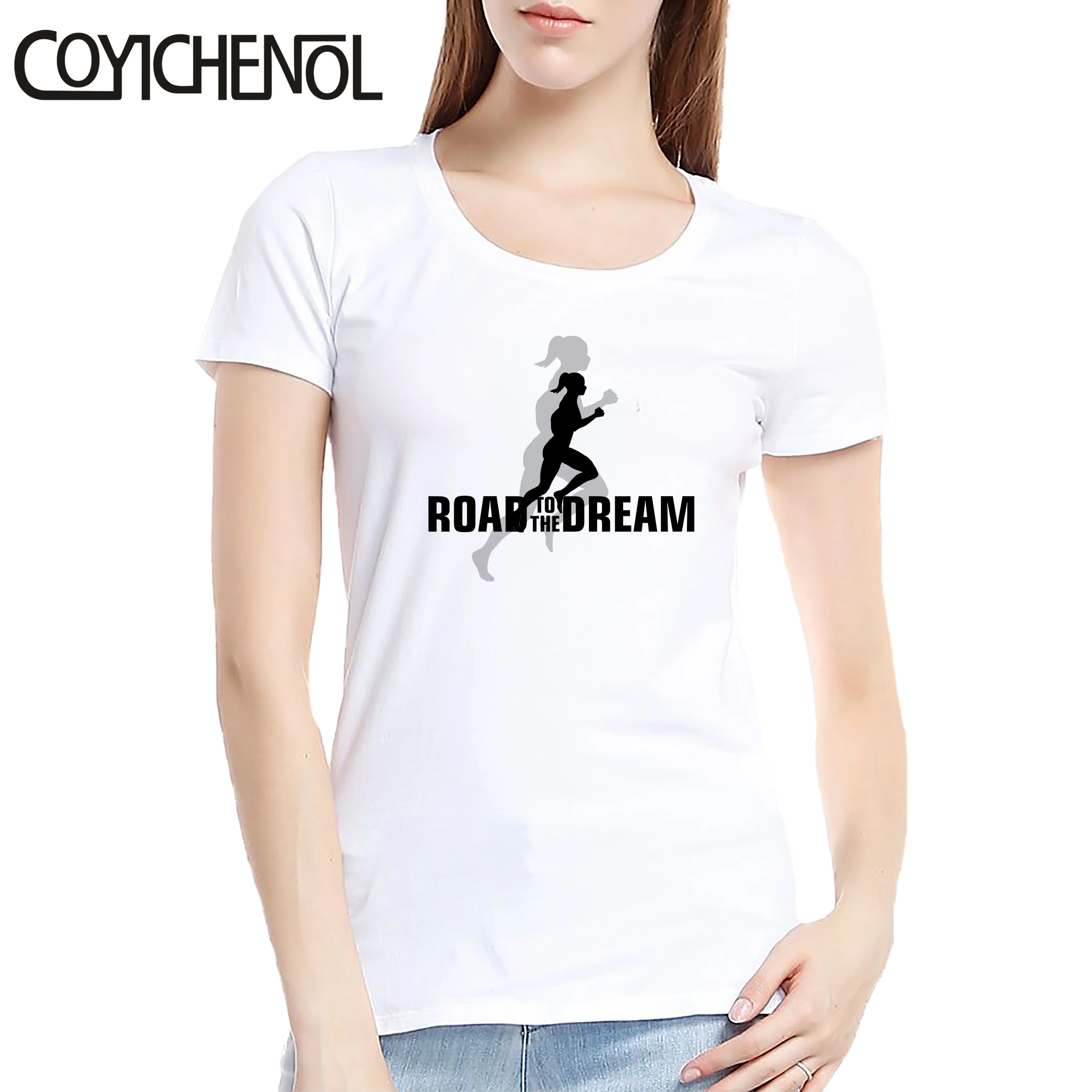 

Road to the dream tshirt woman 6XL o-neck short sleeves customize tops large size solid color tee couple top solid color