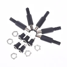 5 шт./компл. Dc Питание Jack Разъем Женский Панель крепление разъем питания постоянного тока Мощность Jack с вилкой 5,5x2,1 мм черный