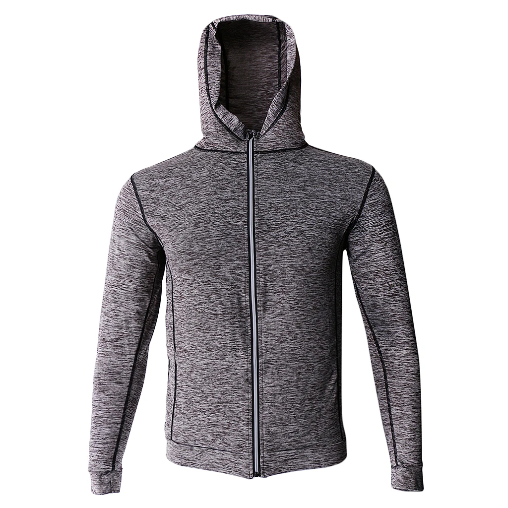 2019 New Mens Sports Polyester Knitted Hooded Jackets Autumn Gym Running Yoga Hoodies Jogging Overcoat 