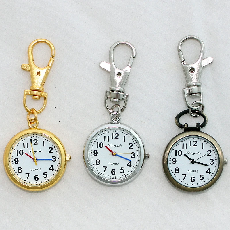 

10pcs /Lot Mixed Bulk Silver Gold Bronze Retro Pocket Key Ring Watch Clip Clasp Pocket Watch Quartz Party Gifts Watches GL52MT