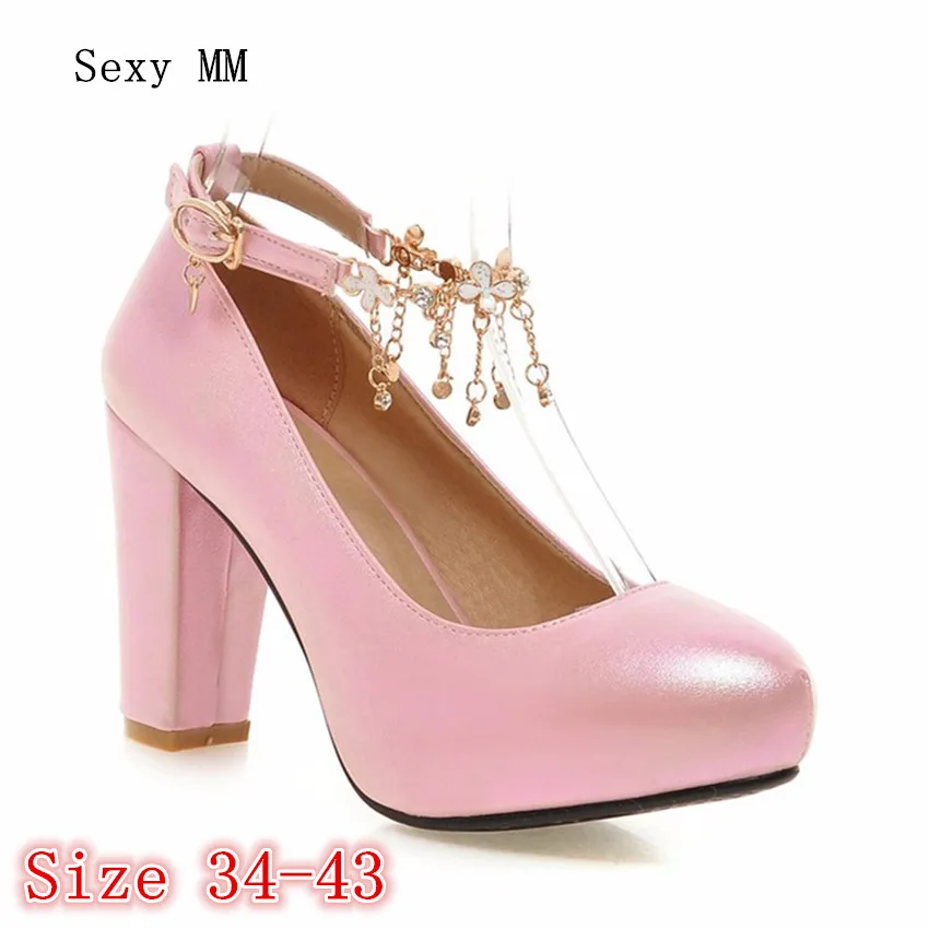 

Women High Heel Shoes Platform Pumps Woman Thick High Heels Party Wedding Shoes Ladies Kitten Heels Plus Size 33 - 40 41 42 43