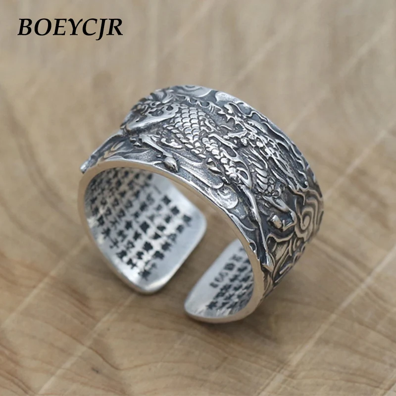 Кольца BOEYCJR из серебра S925 пробы с рунами Mantra, ювелирные украшения, винтажные кольца с регулируемой энергией для мужчин, подарок anillo anneau