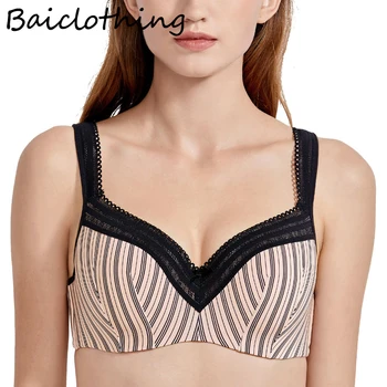 

BAICLOTHING Women's Seamless Underwire Full Figure Lightly Padded Striped Balconette Push Up Bra 34 36 38 40 42 44 B C D DD E