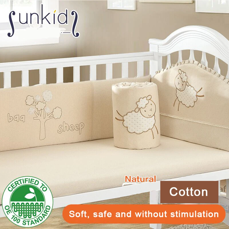 

4pcs set Baby Bed Around Piece Set 100% Cotton Baby Bedding Kit Autumn And Winter Colored Cotton Crib