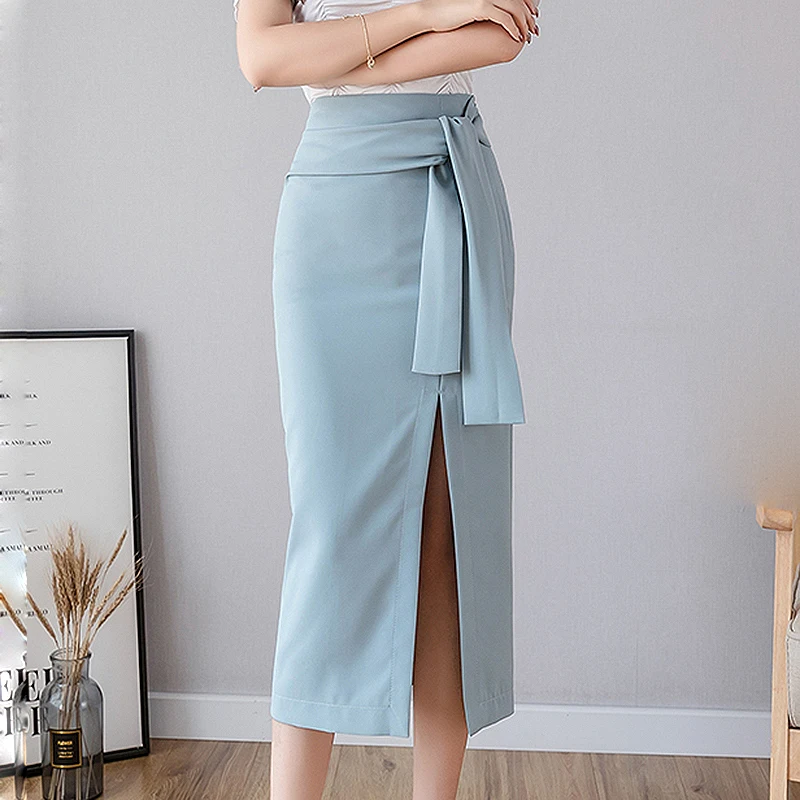 

2019 Korean Summer Long skirts women harajuku high waist Split pencil skirt Ladies Plus Size Streetwear Skirt jupe femme