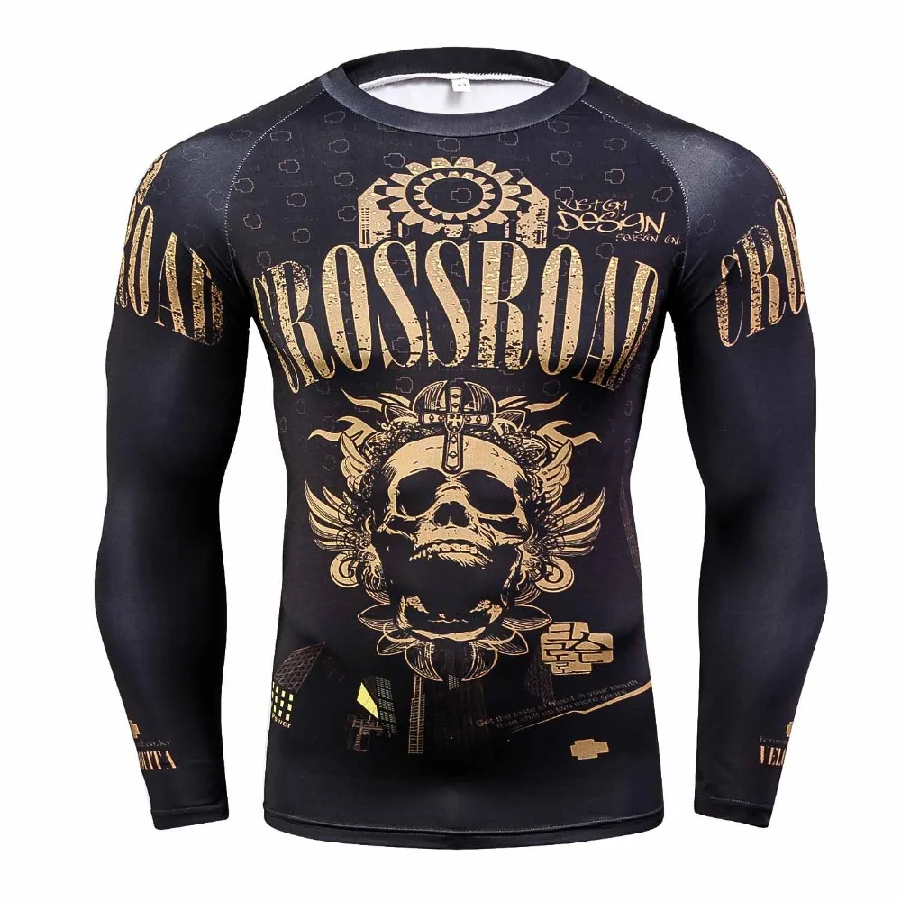 2018 الأزياء طويلة الأكمام الرجال القمصان 3d طباعة ضيق الجلد ضغط قمصان الرجال rashguard الرجال كمال الأجسام الأعلى لياقة