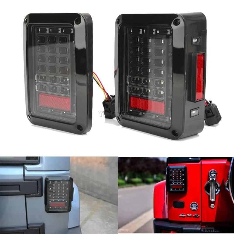 

For Jeep Wrangler JK 07-15 Led Taillight Brake Light Reverse Light Signal Light Assembly Integrated Smoke SAE & D.O.T approved