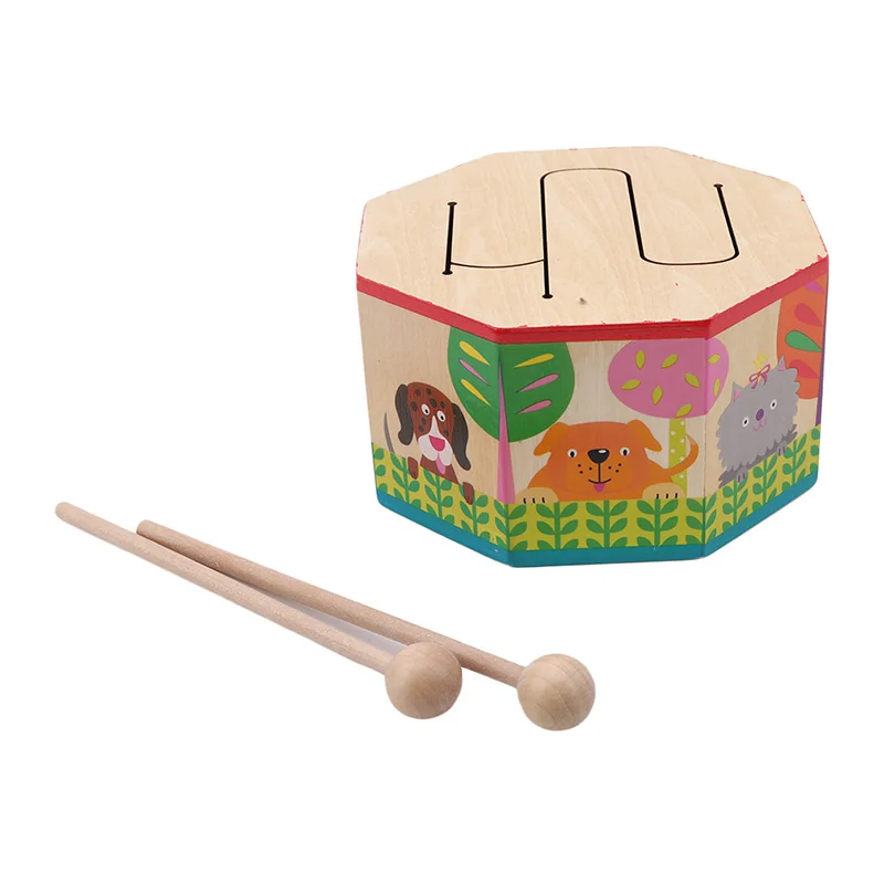 Kids Toys Wooden Drum For Early Education Musical Toys For Children Drum Musical Instruments Learning Education Puzzle Toy - Цвет: colorful