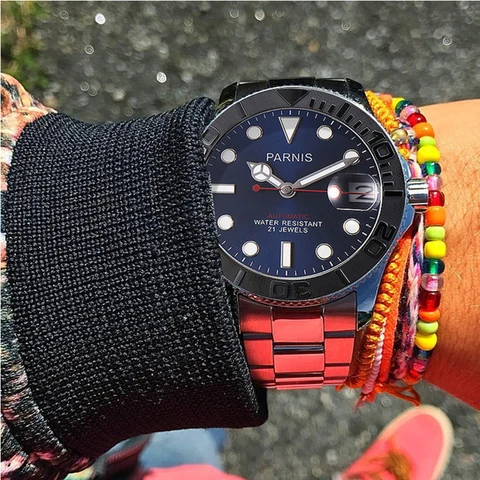 Parnis Relógio Automático Masculino Miyota 8215 Relógios Mecânicos Safira Mekanik Erkek Kol Saati Reloj Automatico Homem 2020 40mm