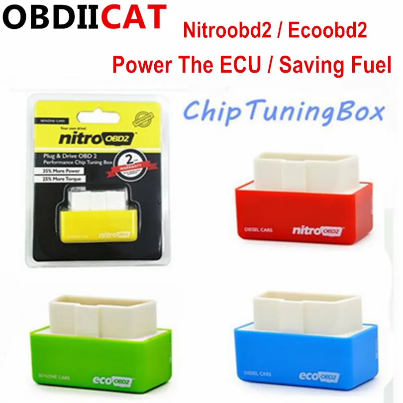 50 шт. Nitro OBD2 EcoOBD2 Чип ECU тюнинговая коробка вилка и драйвер NitroOBD2 Eco OBD2 для бензинового дизельного автомобиля 15% экономия топлива больше мощности