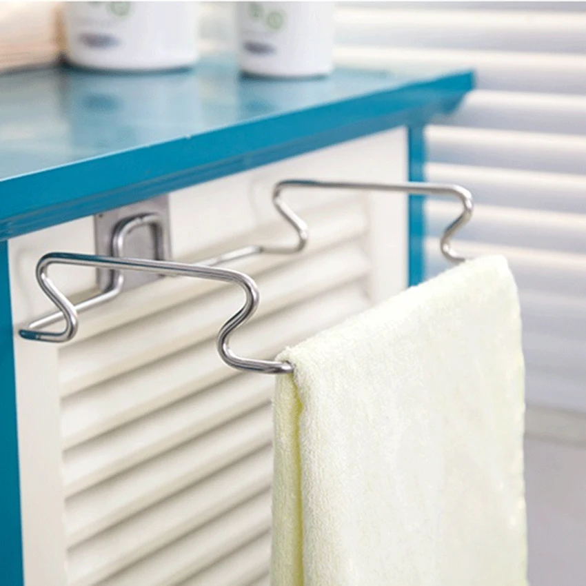 

Kitchen Stainless Steel Garbage Bag Holder Rack Punch-free Cupboard Cabinet Door Back Rubbish Hanging Shelf Waste Storage