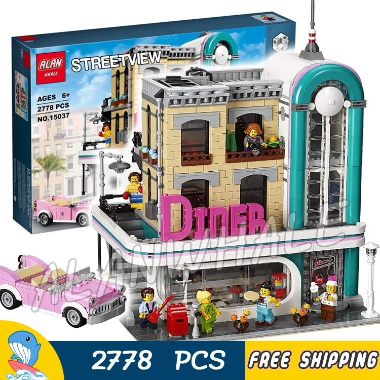 

2778pcs Creator 3-level Downtown Diner City Street waitress 15037 DIY Model Building Blocks Toys Bricks Compatible with Lego