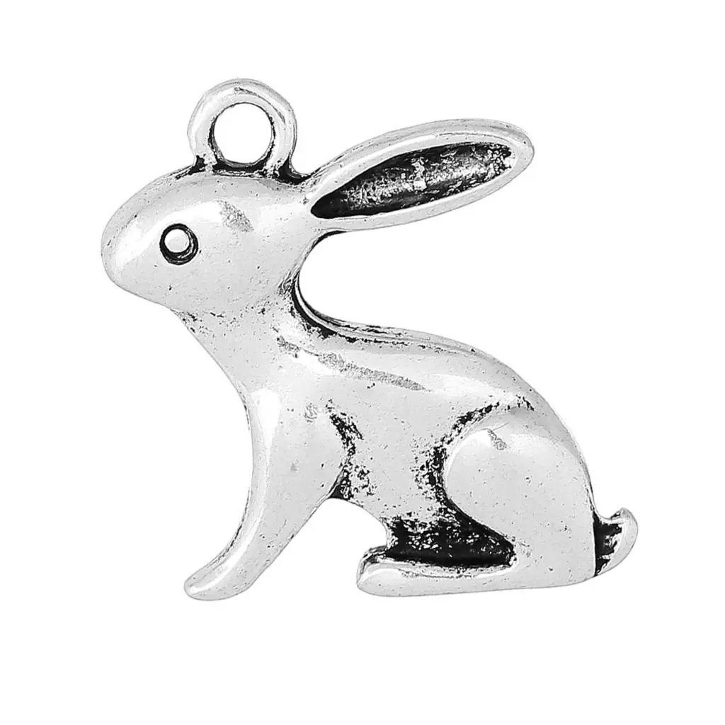 

Charm Pendants Rabbit Antique Silver 26mm(1")x 25mm(1"),10 PCs new