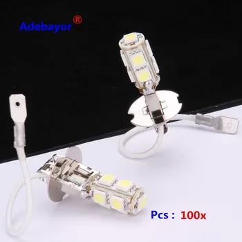 

100 pcs Car H3 5050 SMD 9 LED Head Fog Head Backup Light Side Marker Lamp Bulb DC 12V New White Free shipping wholesale