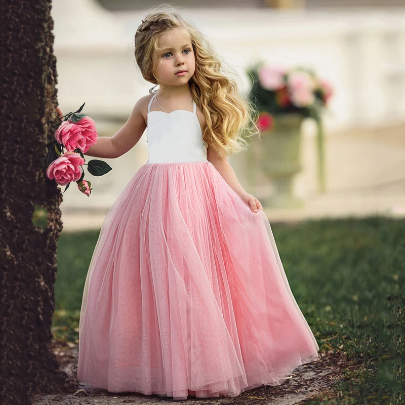 B&N Fashion Spaghetti Girl Dress Wedding Party Tulle Dress For Children Princess Summer Dresses Clothing 1-65