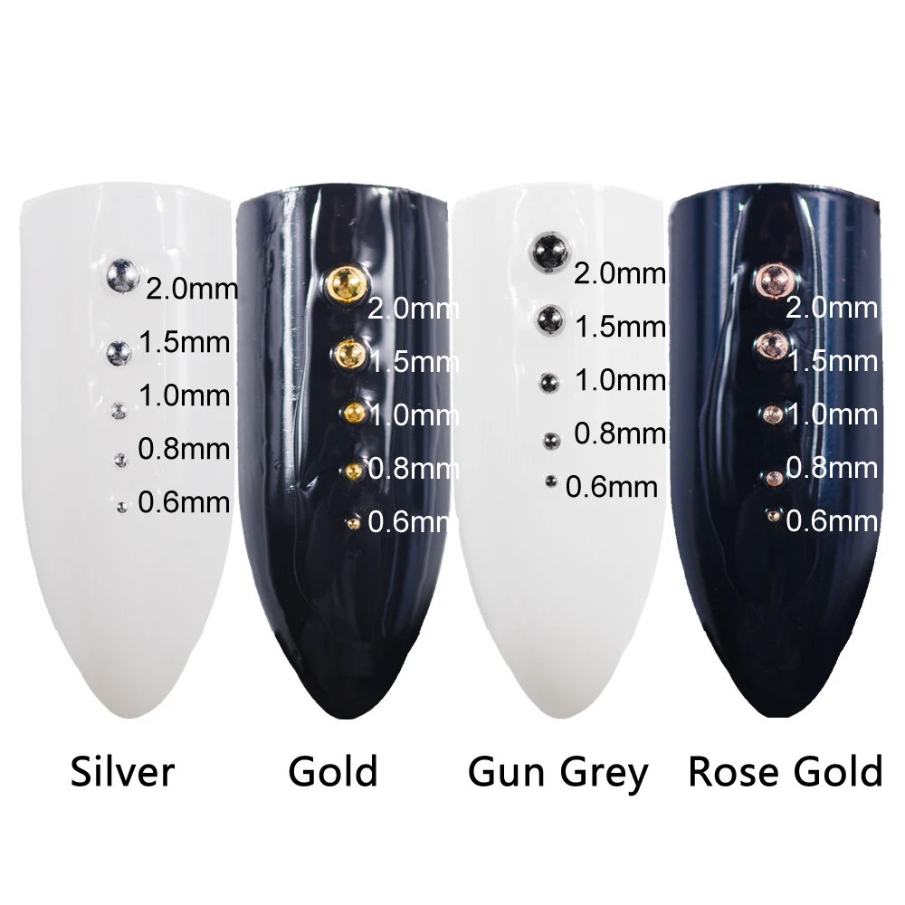Metal Micro Beads Stainless Steel 0.6mm-2.0mm Nails Art Caviar Beads 3D DIY Gold/Silver/Rose Gold/Silver Grey Nail Art Accessory 5