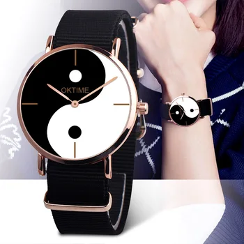 

2018 New Sport Korea Style Simple Fashion Minimalist Wrist Quartz Watch Blue red Stripe Nylon Band Strap Women Bracelet Clock