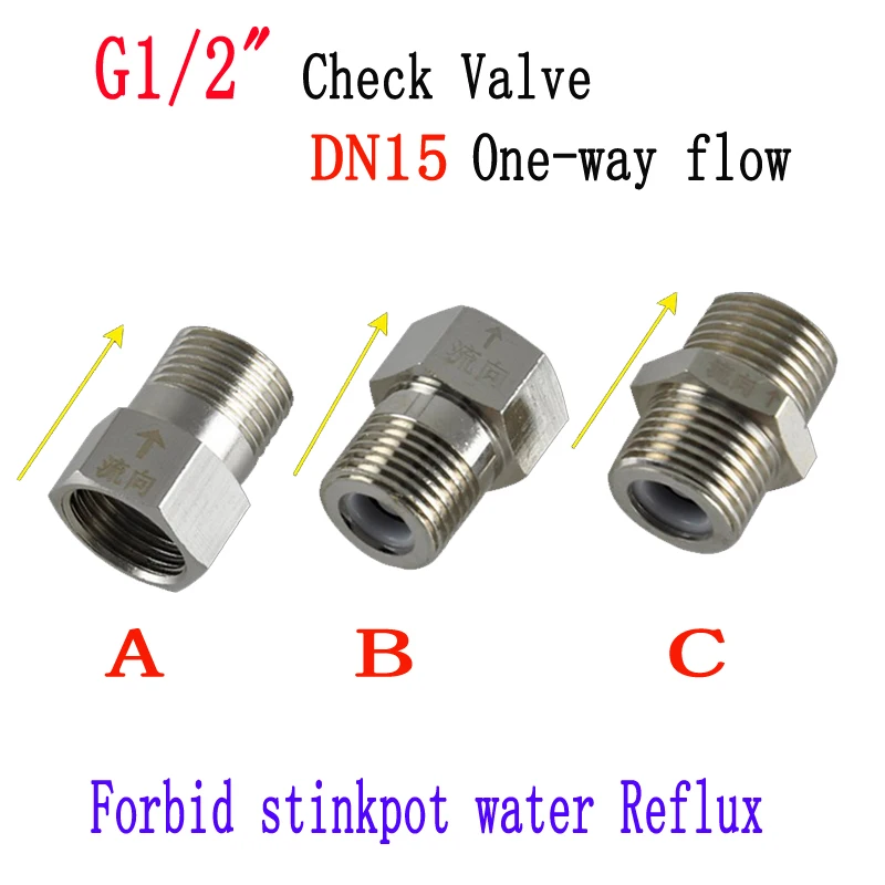 

2pcs 1/2" DN15 Check Valve Forbid stinkpot/closestool water Reflux Valve / One-way flow /Electric hot water heater valve
