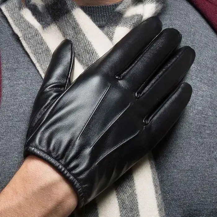 Модные осень-зима Для мужчин открытый перчатки из искусственной кожи тонкий касается Экран Утепленная одежда обыска драйвера человек перчатки HSJ