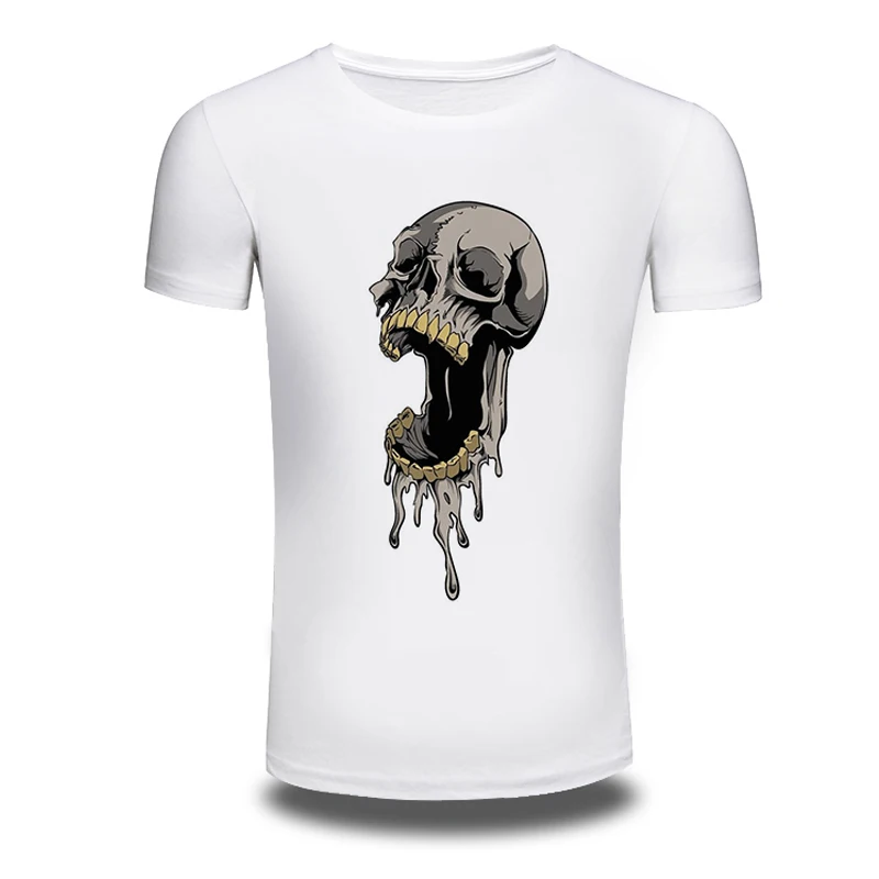 DY 203 Punk Style T font b Shirts b font O Neck Skull Printed Hiphop Summer