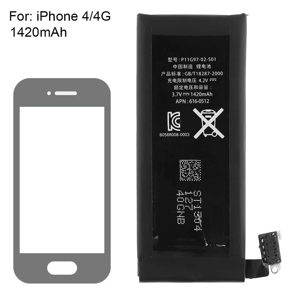 

Genuine Replacement Lithium Polymer Battery 3.7V 1420mAh for Apple iPhone 4 4G + Tools Kit Batterie Batterij Bateria