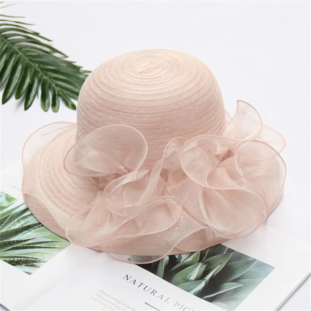 

2019 New ladies Summer hats with brim New brand straw hats for Women Kentucky Derby Fascinator Bridal Tea Party Wedding Hat 4.30
