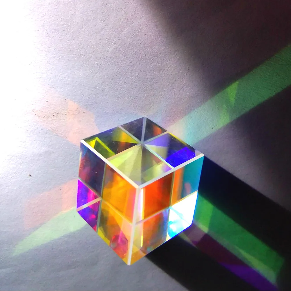 Призма шестигранный яркий светильник, соединяющий кубическая Призма 15*15*15 мм, витражный стеклянный луч, разделяющий призму, оптический экспериментальный инструмент