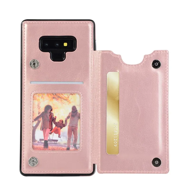 Пряжка Флип раскладный кожаный чехол для samsung Galaxy S10 S9 S8 плюс S10e S7 Edge Note 9 8 мульти Слои с подставкой и карманами для карт бумажник сумка - Цвет: Rose Gold