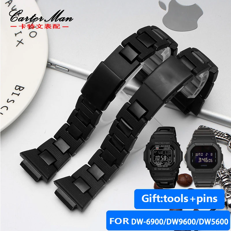 

high quality Resin watchband for Casio G-SHOCK DW-6900/DW9600/DW5600//GW-M5610 with stainless steel buckle watch belt