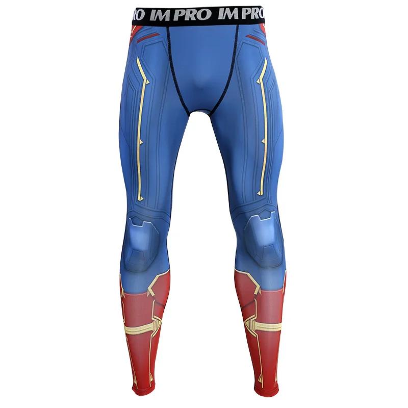 Новинка Капитан Марвел 3D компрессионные штаны с принтом Мужские компрессионные Косплей быстросохнущая одежда для спортивных залов