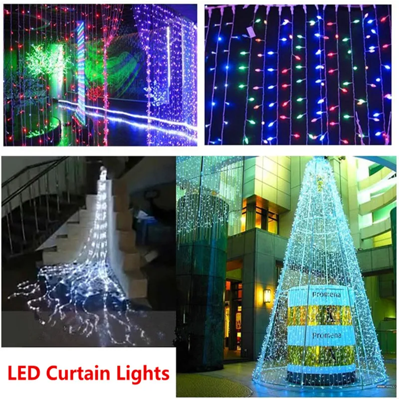 

Waterproof 3*3m LED Curtain String Lights Garland for Christmas New Year Home Garden Holiday Wedding Outdoor Decoration Lighting