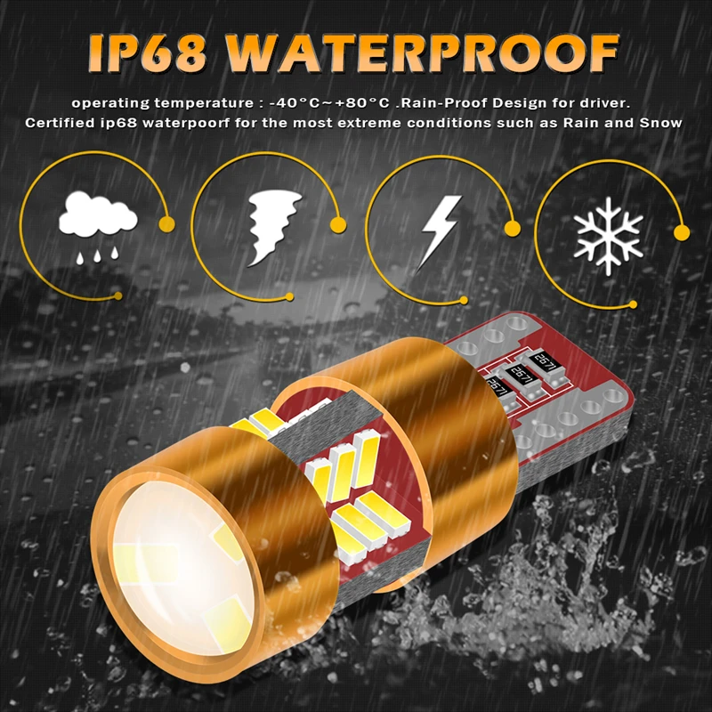 Katur 10x T10 LED W5W Canbus автомобильная лампа для салона автомобиля 194 168 лампочки белый