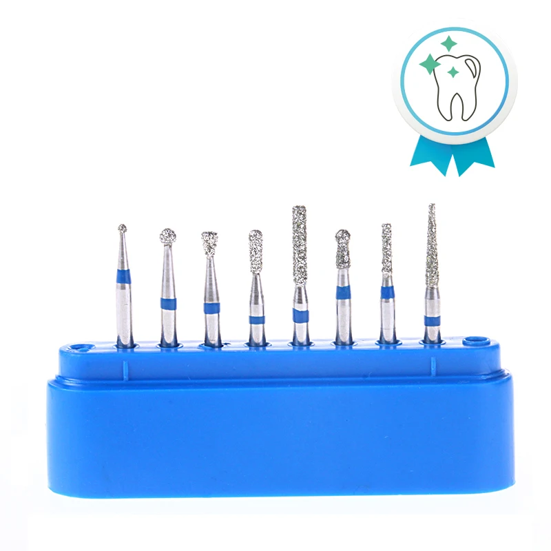 8pcs/set Dental Diamond Burs Set FG 103 1.6mm For High Speed Handpiece