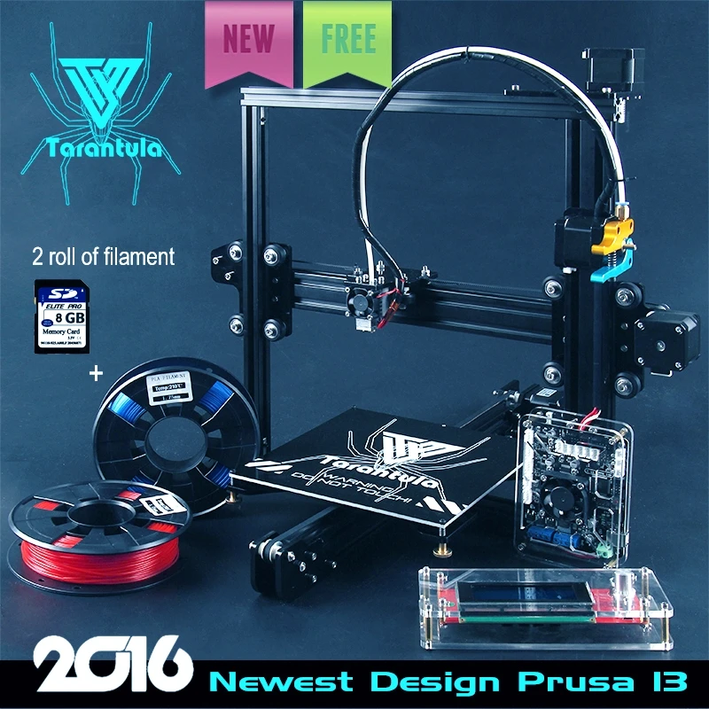  2016 Newest TEVO Tarantula I3 Aluminium Extrusion 3D Printer kit printer 3d printing 2 Rolls Filament 8GB SD card LCD As Gift 