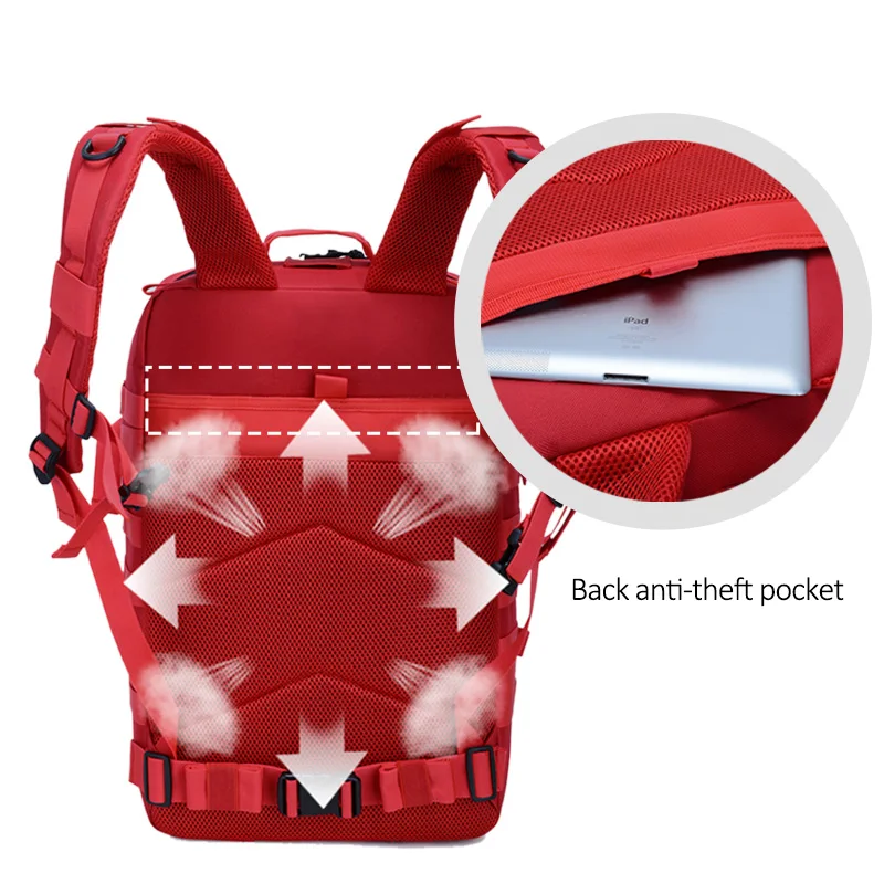 45L Large Capacity Military Backpack Tactical Rucksack Men Camping Bag for Travel Mountaineering Hi
